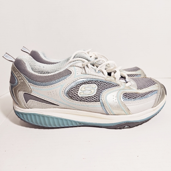 Skechers Shape Ups White Gray Tennis Shoes Size 10 - Picture 6 of 10